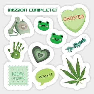 organic ghosted honey frog green pack sticker Sticker